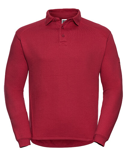 Workwear-Sweatshirt mit Kragen und Knopfleiste [Classic Red, XL]