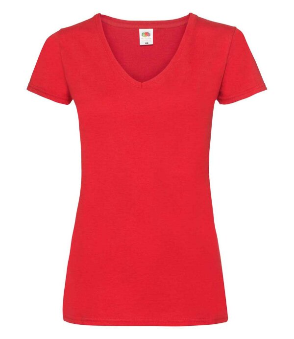 Lady-Fit V-Neck Valueweight, Fotl   [Rot, S]
