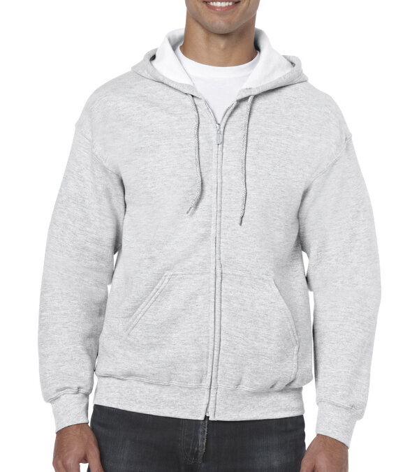 Heavy Blend Full Zip Hooded Sweatshirt [Ash Grey (Heather), M]