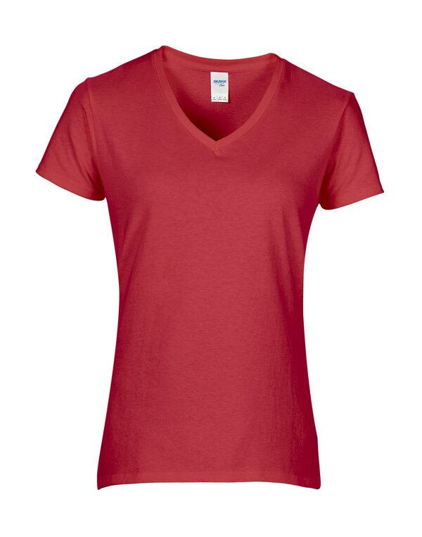Premium Cotton® Ladies` V-Neck T-Shirt [Red, L]