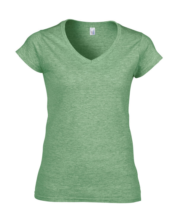 Softstyle® Ladies´ V-Neck T-Shirt [Heather Irish Green, M]