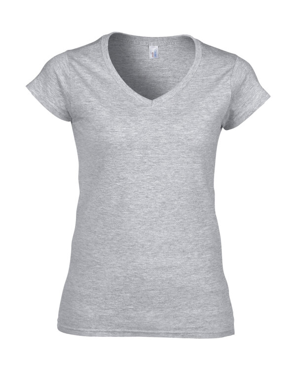 Softstyle® Ladies´ V-Neck T-Shirt [Sport Grey (Heather), L]