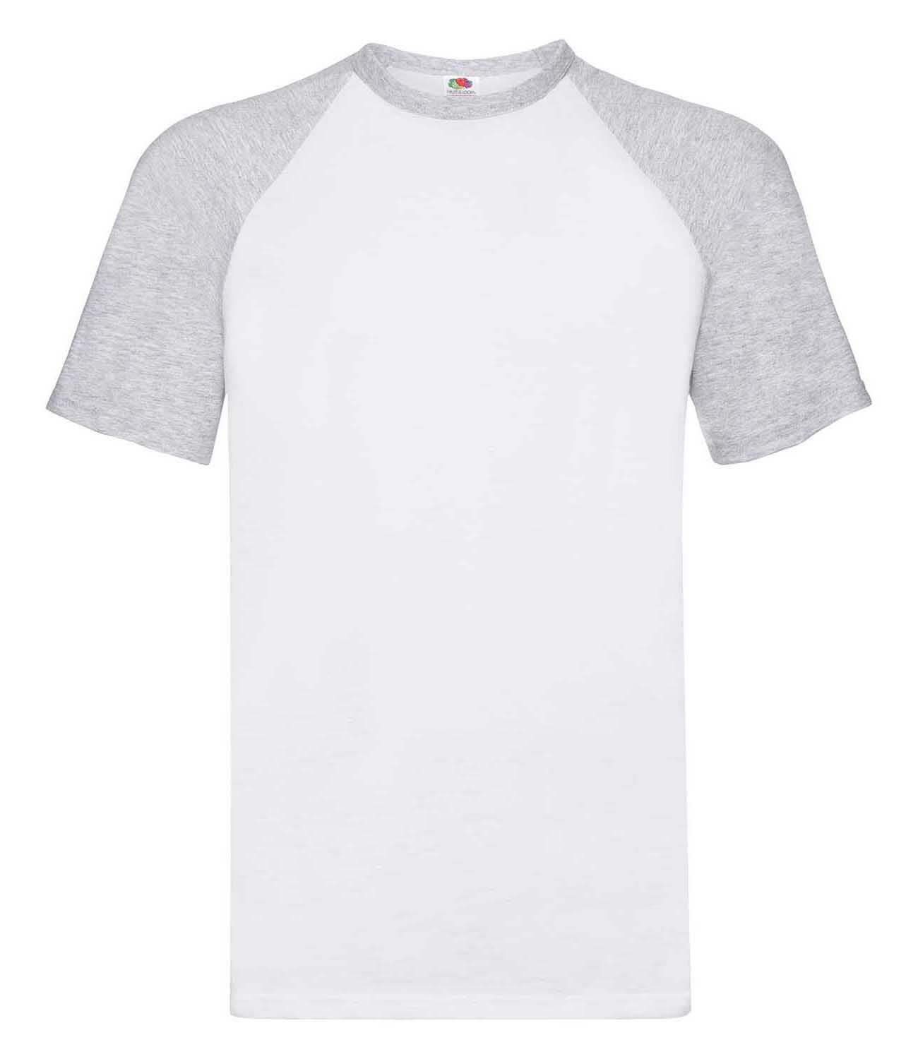Men's Short Sleeve Baseball Tee Fruit of the Loom Casual T-shirt Raglan Top 