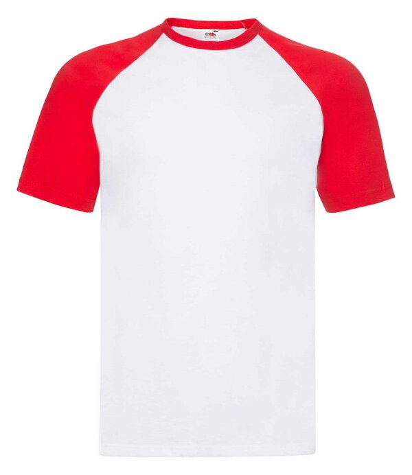 Baseball T Short Sleeve [Weiß-Rot, XL]