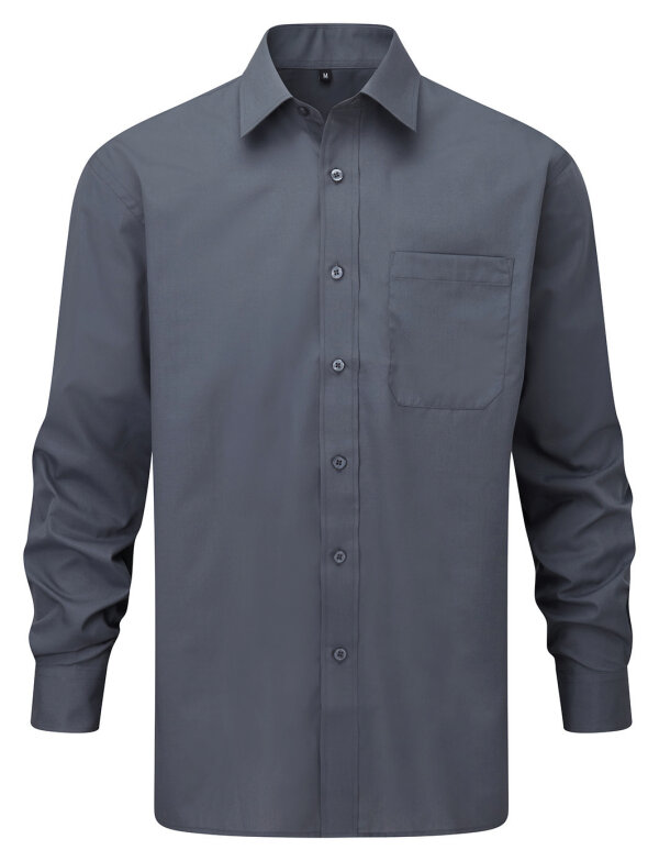 Mens Long Sleeve Polycotton Easy Care Poplin Shirt [convoy grey, 2XL]