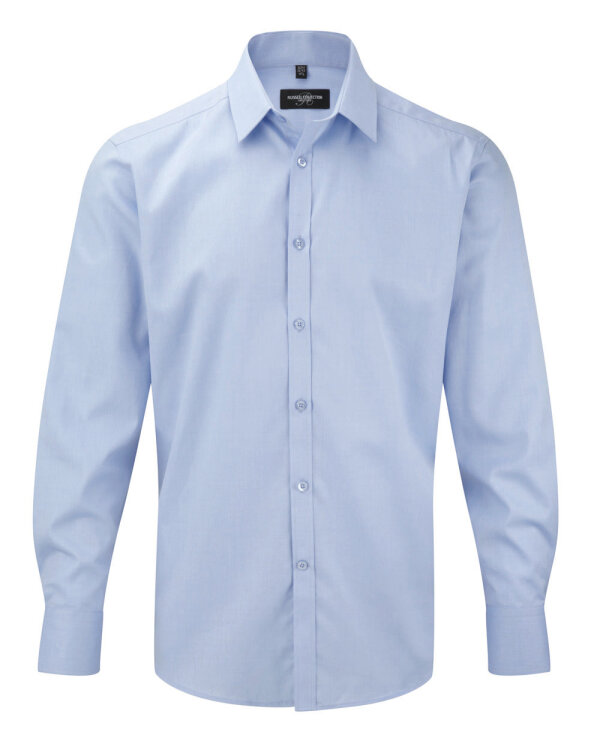 Mens Long Sleeve Herringbone Shirt [light blue, XL]