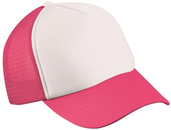 5 Panel Polyester Mesh Cap [white neonpink, One-size]