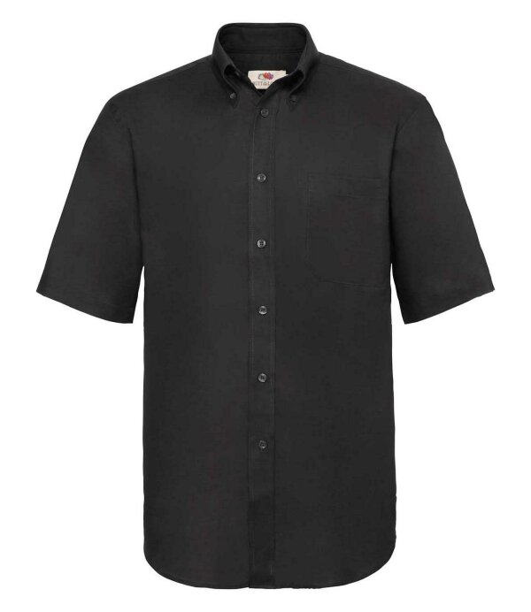 Men`s Short Sleeve Oxford Shirt [Black, 3XL]