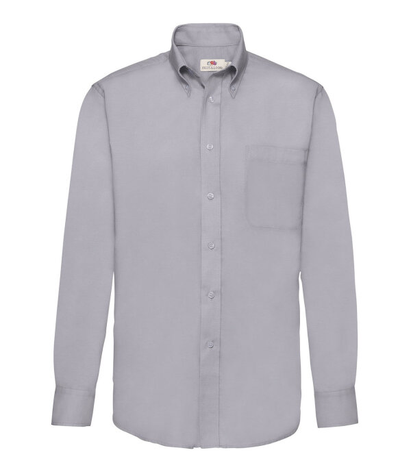 Men`s Long Sleeve Oxford Shirt [Oxford Grey, 3XL]