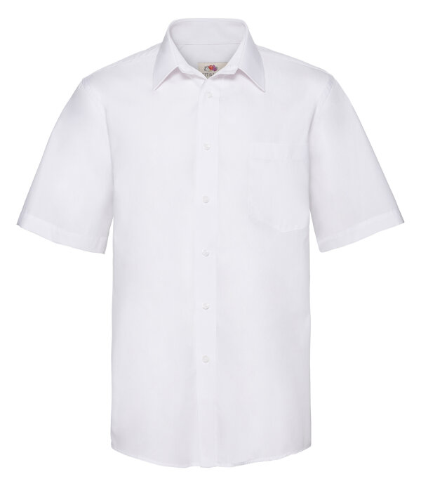 Men`s Short Sleeve Poplin Shirt [White, 2XL]