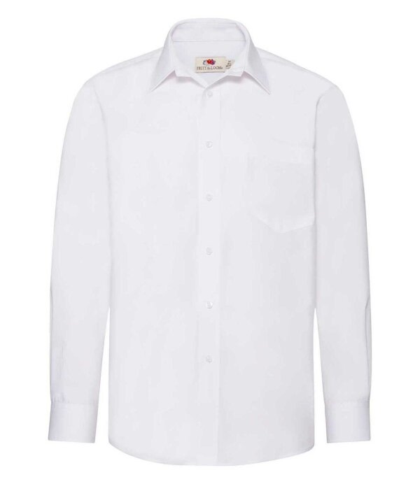 Men`s Long Sleeve Poplin Shirt [White, 3XL]